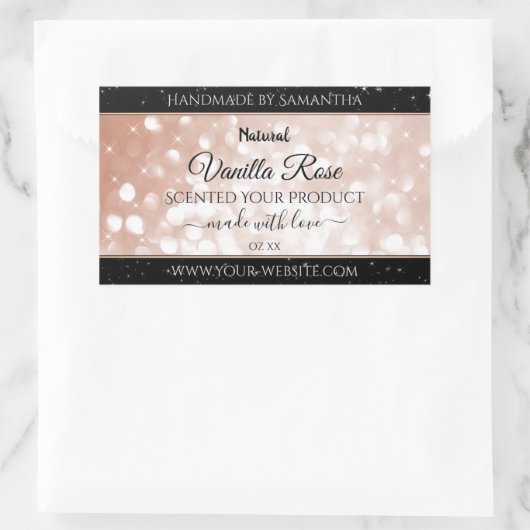 Luxe Roos Gold Glitter Product Packaging Labels (Tas)