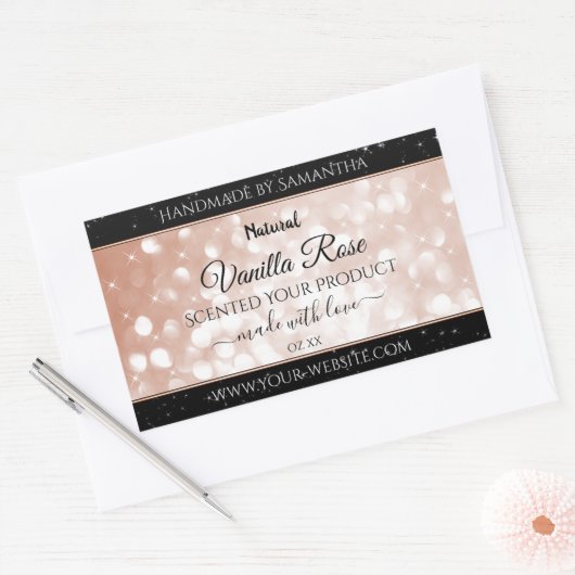 Luxe Roos Gold Glitter Product Packaging Labels (Envelop)