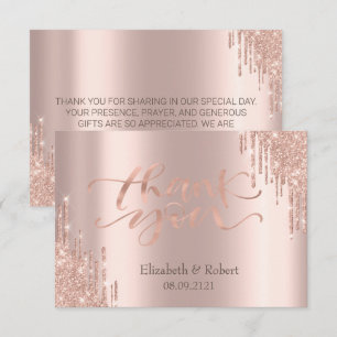 Luxe Roos Gold Glitter-schijven Hartelijk dank Bedankkaart