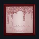 Luxe Roos Gold Glitter-schijven Quinceanera Cadeaudoosje<br><div class="desc">Elegant Chique Roos Gouden Sparkle Glitter Drips Quinceanera Gift Kaart Box met faux glitter druppels op een chique metallic stijl achtergrond. Ontworpen door Cedar en String. Klik op de link "verder aanpassen" en gebruik de ontwerptool om het ontwerp aan te passen om het ontwerp verder te personaliseren. Als je hulp...</div>