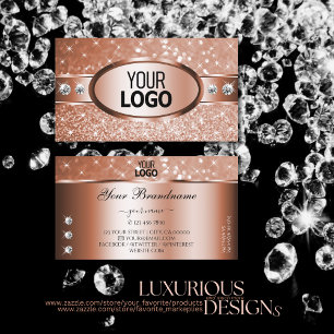 Luxe Roos Gold Glitter Spark Stars Diamonds Logo Visitekaartje