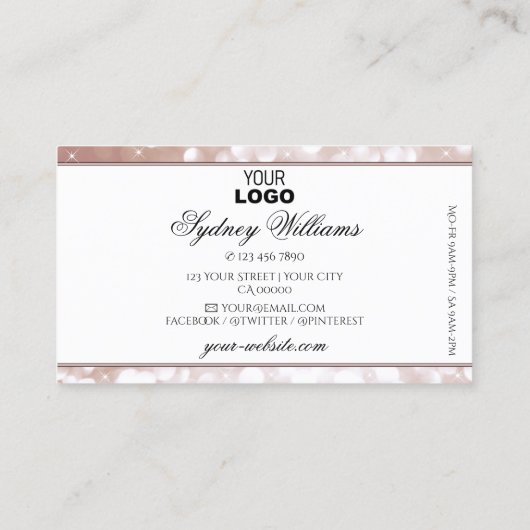 Luxe Roos Gold Glitter Spark Stars Logo White Visitekaartje (Achterkant)