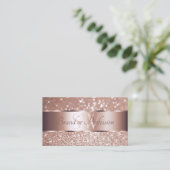 Luxe Roos Gold Glitter Sparking Stars Monogram Visitekaartje (Staand voorkant)