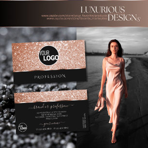 Luxe Roos Gold Glitter Sparkle Stars Black Logo Visitekaartje
