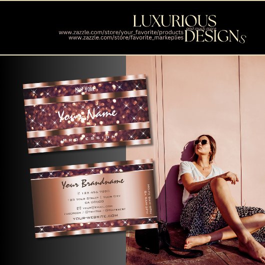 Luxe Roos Gold Glitter Sparkle Stars Kwaliteit Visitekaartje