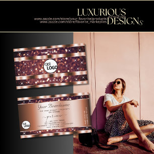 Luxe Roos Gold Glitter Sparkle Stars Logo Modern Visitekaartje