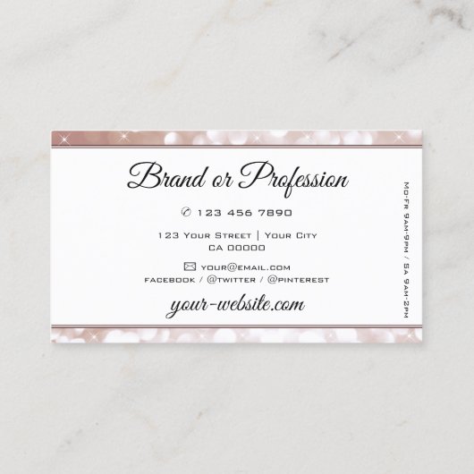 Luxe Roos Gold Glitter Sparkle Stars White Visitekaartje (Achterkant)