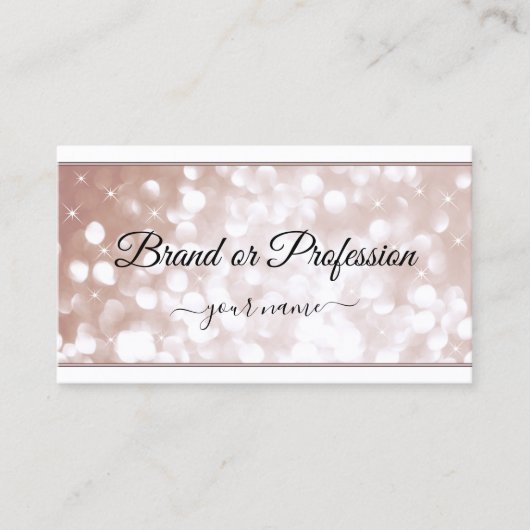Luxe Roos Gold Glitter Sparkle Stars White Visitekaartje (Voorkant)