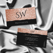 Luxe Roos Gold Glitter Stars Chic Black Monogram Visitekaartje