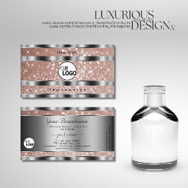 Luxe Roos Gold Glitter Stars en Logo Silver Visitekaartje