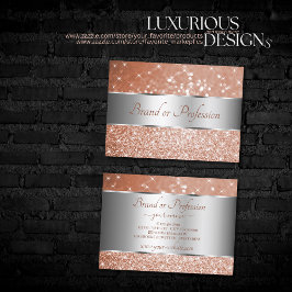 Luxe Roos Gold Glitter Stars Silver Decour Border Visitekaartje