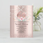Luxe Roos Gold Glitter String Lights Flower Kaart (Staand voorkant)