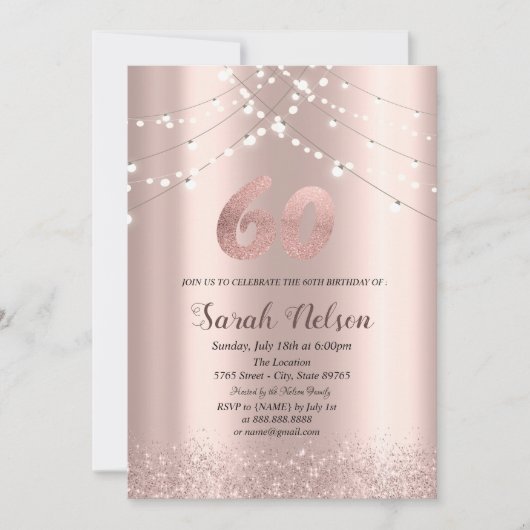 Luxe Roos Gold Glitter String Lights Kaart (Voorkant)