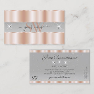 Luxe Roos Gold Light Grey Sparkle Jewels Initialen Visitekaartje
