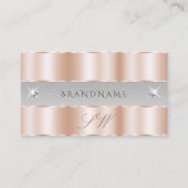 Luxe Roos Gold Light Grey Sparkle Jewels Monogram Visitekaartje (Voorkant)