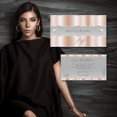 Luxe Roos Gold Light Grey Sparkle Jewels Monogram Visitekaartje