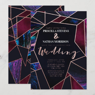 Luxe Roos Gold Liquid Paint Marble Wedding Kaart