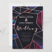 Luxe Roos Gold Liquid Paint Marmeren bruiloft Kaart (Voorkant)