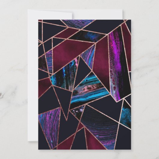 Luxe Roos Gold Liquid Paint Marmeren bruiloft Kaart (Achterkant)