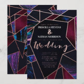 Luxe Roos Gold Liquid Paint Marmeren bruiloft Kaart (Voorkant / Achterkant)