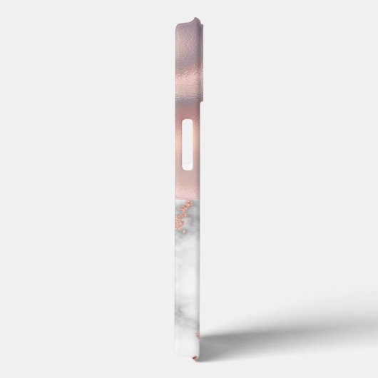 Luxe Roos Gold Marble Shimmer Folie Monogram Case-Mate iPhone Case (Achterkant / Rechts)