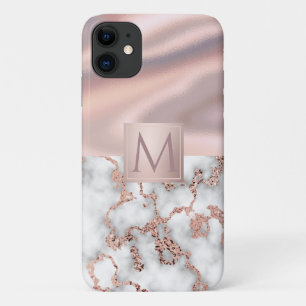 Luxe Roos Gold Marble Shimmer Folie Monogram Case-Mate iPhone Case