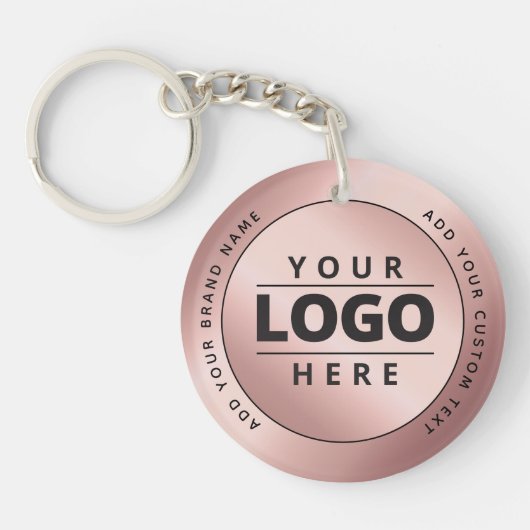 Luxe Roos Gold Metallic Logo QR code Sleutelhanger (Voorkant)