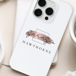 Luxe Roos Gold Monogram Elegant Penseelstreek iPhone 15 Pro Case