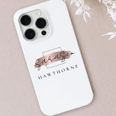 Luxe Roos Gold Monogram Elegant Penseelstreek Case-Mate iPhone Case