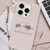 Luxe Roos Gold Monogram Elegant Penseelstreek Case-Mate iPhone Case