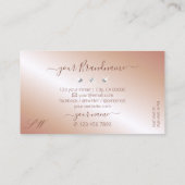 Luxe Roos Gold Mousserende diamanten Initialen Visitekaartje (Achterkant)