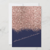 Luxe Roos Gold Navy Glitter Confetti Verloving Kaart (Achterkant)