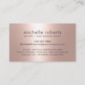 Luxe Roos Gold Notional Loan Signing Agent Visitekaartje (Achterkant)