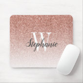 Luxe Roos Gold Ombre Faux Glitter Monogram Muismat (Met muis)