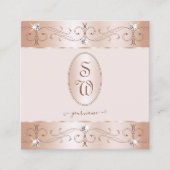 Luxe Roos Gold  Ornamenten Initialen Luxe Vierkante Visitekaartje (Voorkant)