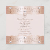 Luxe Roos Gold  Ornamenten Initialen Luxe Vierkante Visitekaartje (Achterkant)