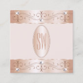 Luxe Roos Gold  Ornamenten Monogram Luxe Vierkante Visitekaartje (Voorkant)