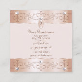 Luxe Roos Gold  Ornamenten Monogram Luxe Vierkante Visitekaartje (Achterkant)