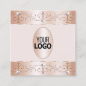 Luxe Roos Gold  Ornamenten Voeg Logo Luxe toe Vierkante Visitekaartje (Voorkant)