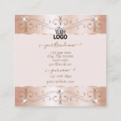 Luxe Roos Gold  Ornamenten Voeg Logo Luxe toe Vierkante Visitekaartje (Achterkant)