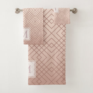 Luxe Roos Gold Patroon Monogram Bad Handdoek