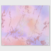 Luxe Roos Gold Peach Pastel Paarse marmer Cadeaupapier (Vlak)