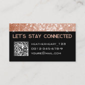 Luxe Roos Gold Peach Pink Glitter met QR-code Visitekaartje (Achterkant)