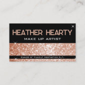 Luxe Roos Gold Peach Pink Glitter met QR-code Visitekaartje (Voorkant)