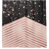 Luxe Roos Gold Pink Black Chevron Paint Splatter Douchegordijn (Voorkant)