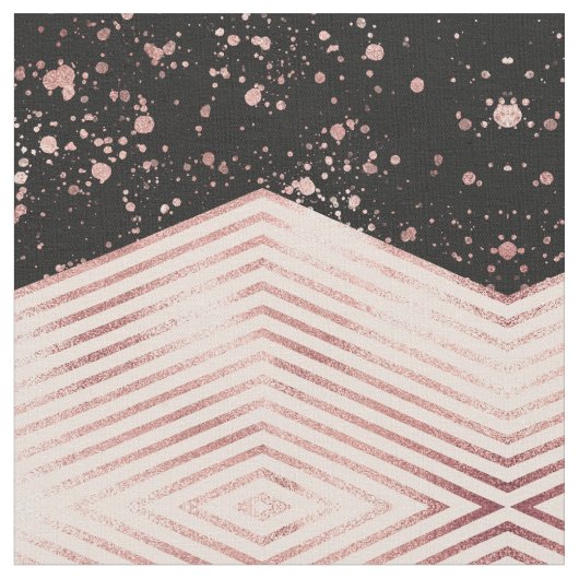Luxe Roos Gold Pink Black Chevron Paint Splatter Stof (Close Up)