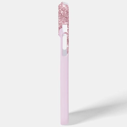 Luxe Roos Gold Pink Dripping Glitter Monogram Case-Mate iPhone Case (Achterkant / Links)