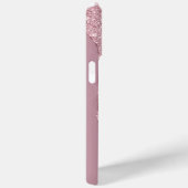 Luxe Roos Gold Pink Dripping Glitter Monogram Case-Mate iPhone Case (Achterkant / Rechts)