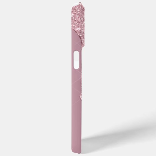 Luxe Roos Gold Pink Dripping Glitter Monogram Case-Mate iPhone Case (Achterkant / Rechts)