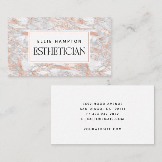 Luxe Roos Gold Pink Marble Beauty Esthetician Visitekaartje (Voorkant / Achterkant)